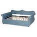 Baxton Studio Abbie Traditional and Transitional Light Blue Velvet Fabric Upholstered and Crystal Tufted Queen Size Daybed - BSOAbbie-Light Blue Velvet-Daybed-Queen