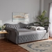 Baxton Studio Abbie Traditional and Transitional Grey Velvet Fabric Upholstered and Crystal Tufted Queen Size Daybed - BSOAbbie-Grey Velvet-Daybed-Queen