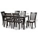 Baxton Studio Minette Modern and Contemporary Gray Fabric Upholstered and Espresso Brown Finished Wood 7-Piece Dining Set - BSORH319C-Grey/Dark Brown-7PC Dining Set