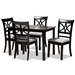 Baxton Studio Clarke Modern and Contemporary Grey Fabric Upholstered and Espresso Brown Finished Wood 5-Piece Dining Set
