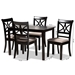Baxton Studio Clarke Modern and Contemporary Sand Fabric Upholstered and Espresso Brown Finished Wood 5-Piece Dining Set - BSORH329C-Sand/Dark Brown-5PC Dining Set