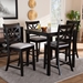 Baxton Studio Chandler Modern and Contemporary Grey Fabric Upholstered and Espresso Brown Finished Wood 5-Piece Counter Height Pub Dining Set - BSORH329P-Grey/Dark Brown-5PC Pub Set