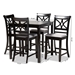 Baxton Studio Chandler Modern and Contemporary Grey Fabric Upholstered and Espresso Brown Finished Wood 5-Piece Counter Height Pub Dining Set - BSORH329P-Grey/Dark Brown-5PC Pub Set