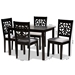 Baxton Studio Jackson Modern and Contemporary Grey Fabric Upholstered and Espresso Brown Finished Wood 5-Piece Dining Set - BSORH310C-Grey/Dark Brown-5PC Dining Set