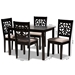 Baxton Studio Jackson Modern and Contemporary Sand Fabric Upholstered and Espresso Brown Finished Wood 5-Piece Dining Set - BSORH310C-Sand/Dark Brown-5PC Dining Set