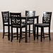 Baxton Studio Devon Modern and Contemporary Grey Fabric Upholstered and Espresso Brown Finished Wood 5-Piece Pub Dining Set - BSORH310P-Grey/Dark Brown-5PC Pub Set