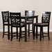 Baxton Studio Devon Modern and Contemporary Sand Fabric Upholstered and Espresso Brown Finished Wood 5-Piece Pub Dining Set - BSORH310P-Sand/Dark Brown-5PC Pub Set