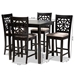 Baxton Studio Devon Modern and Contemporary Sand Fabric Upholstered and Espresso Brown Finished Wood 5-Piece Pub Dining Set - BSORH310P-Sand/Dark Brown-5PC Pub Set
