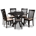 Baxton Studio Lore Modern and Contemporary Sand Fabric Upholstered and Dark Brown Finished Wood 7-Piece Dining Set - BSOLore-Sand/Dark Brown-7PC Dining Set