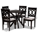 Baxton Studio Sanne Modern and Contemporary Grey Fabric Upholstered and Dark Brown Finished Wood 5-Piece Dining Set - BSOSanne-Grey/Dark Brown-5PC Dining Set
