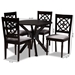Baxton Studio Sadie Modern and Contemporary Grey Fabric Upholstered and Dark Brown Finished Wood 5-Piece Dining Set - BSOSadie-Grey/Dark Brown-5PC Dining Set