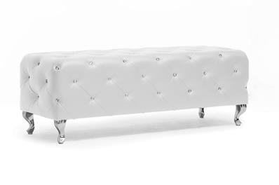Baxton Studio Stella Crystal Tufted White Modern Bench ORG $167 SALE PRICE $134