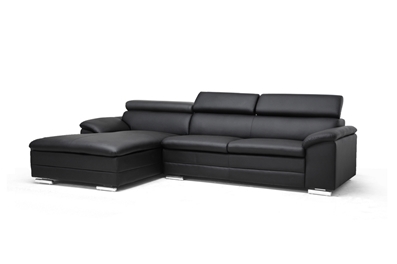 Franklin Black Modern Sectional Sofa with Adjustable Headrests $878