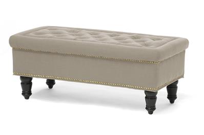 Baxton Studio Whitby Beige Linen Modern Tufted Ottoman ORG $200 SALE PRICE $180