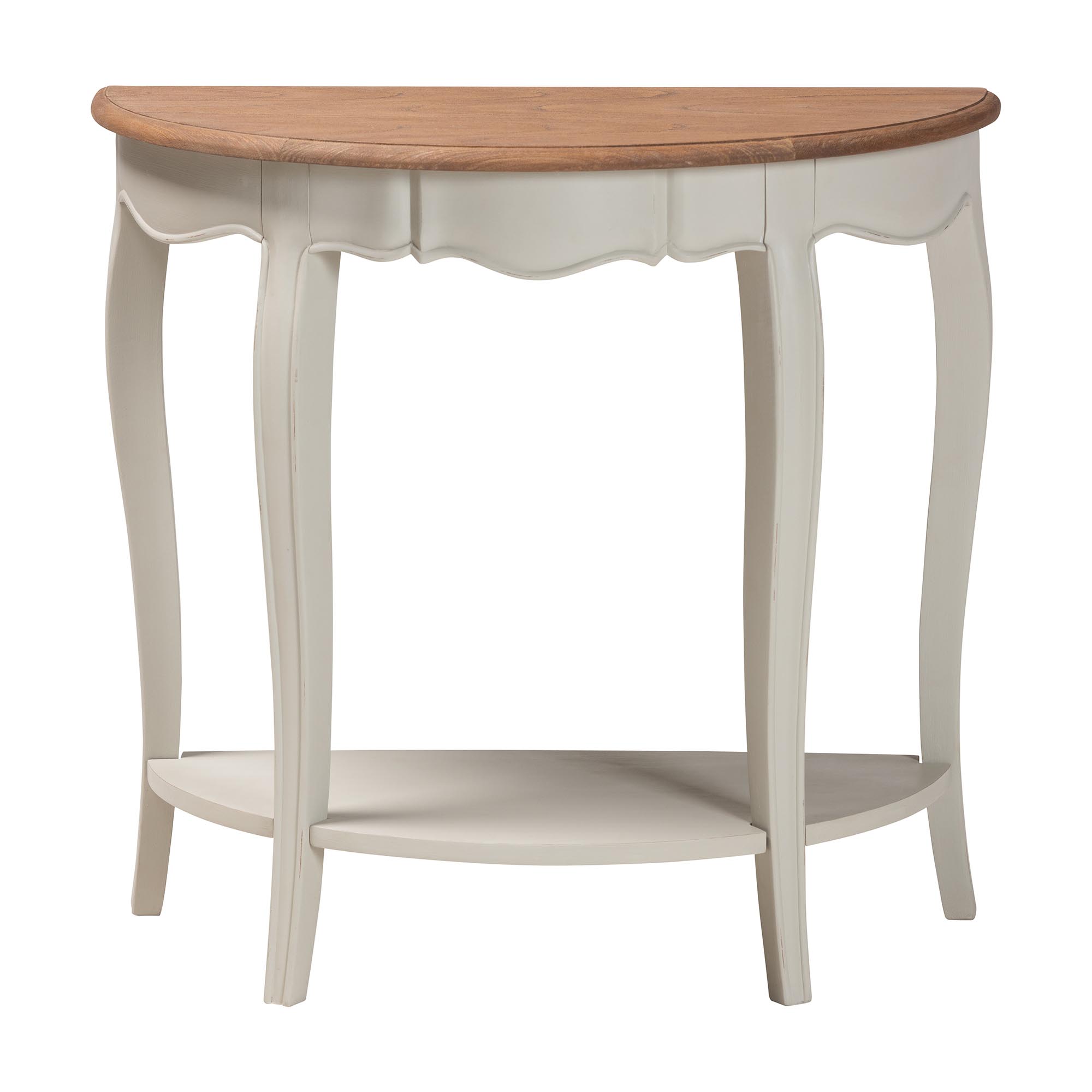 Baxton Studio Cordelia Country Cottage Farmhouse Greyish Beige and Natural Brown Finished Console Table Affordable modern furniture in Chicago, classic living room furniture, modern table, cheap console tables