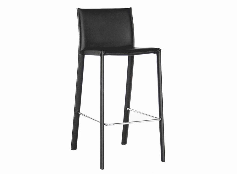 Baxton Studio Crawford Black Leather 2-Piece Counter Height Stool Set Affordable modern furniture in Chicago, classic bar furniture, modern bar stools, cheap bar stools