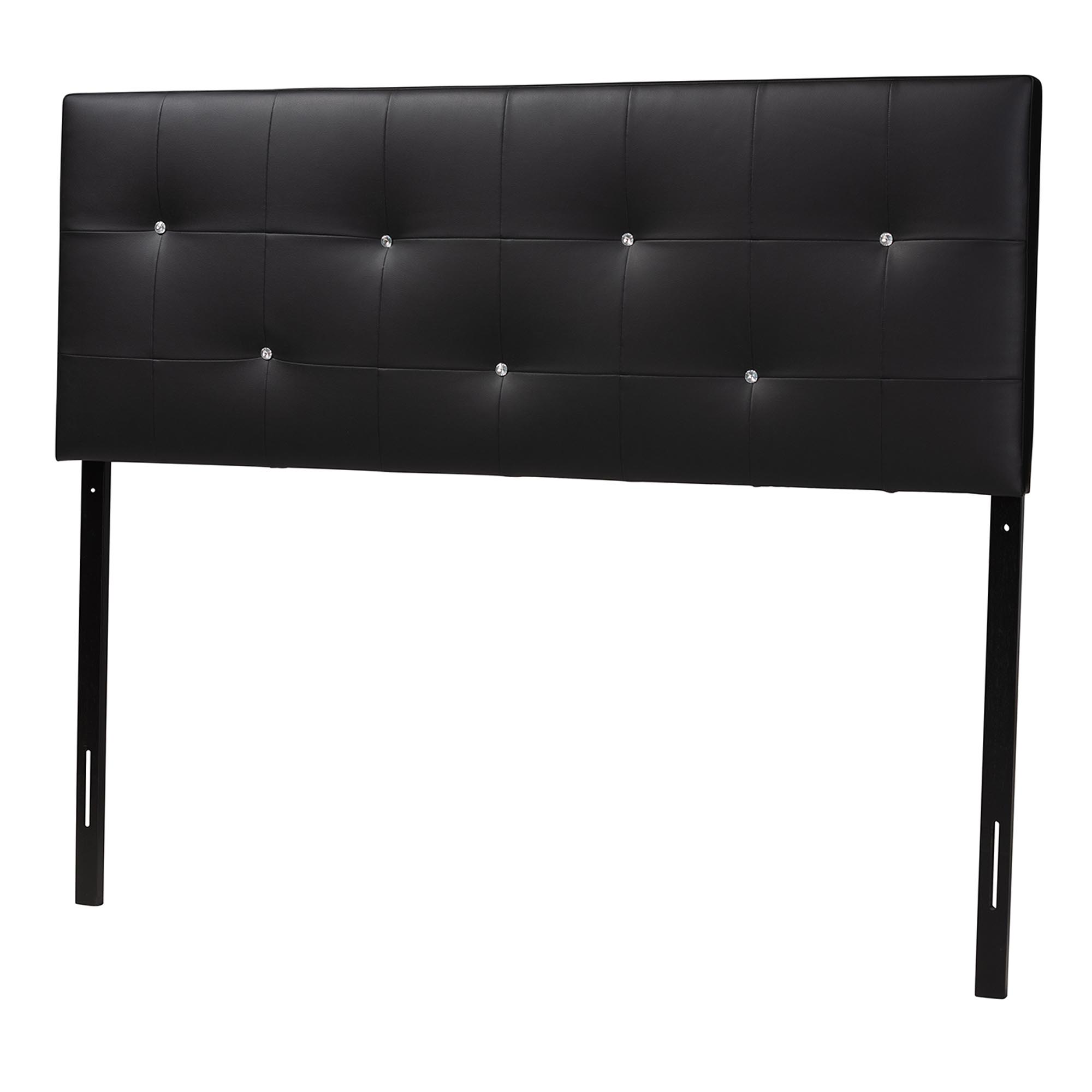 Baxton Studio Dalini Modern and Contemporary King Black Faux Leather Headboard with Faux Crytal Buttons Classic headboard, Modern headboard, Cheap headboard, Affordable furniture in Chicago
