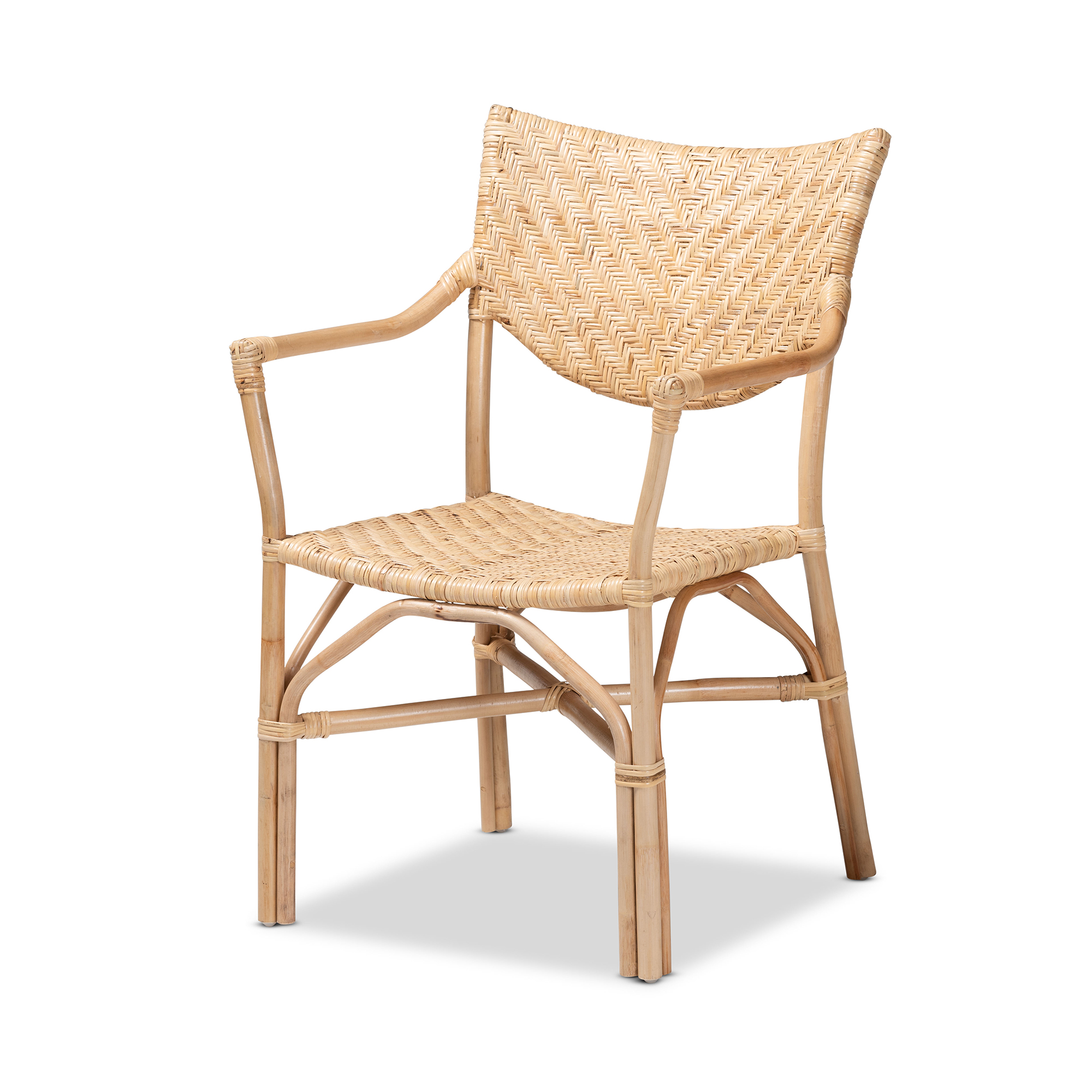 Baxton Studio Damani Modern Bohemian Natural Brown Finished Rattan Dining Chair Affordable modern furniture in Chicago, classic dining room furniture, modern dining chairs, cheap dining chairs