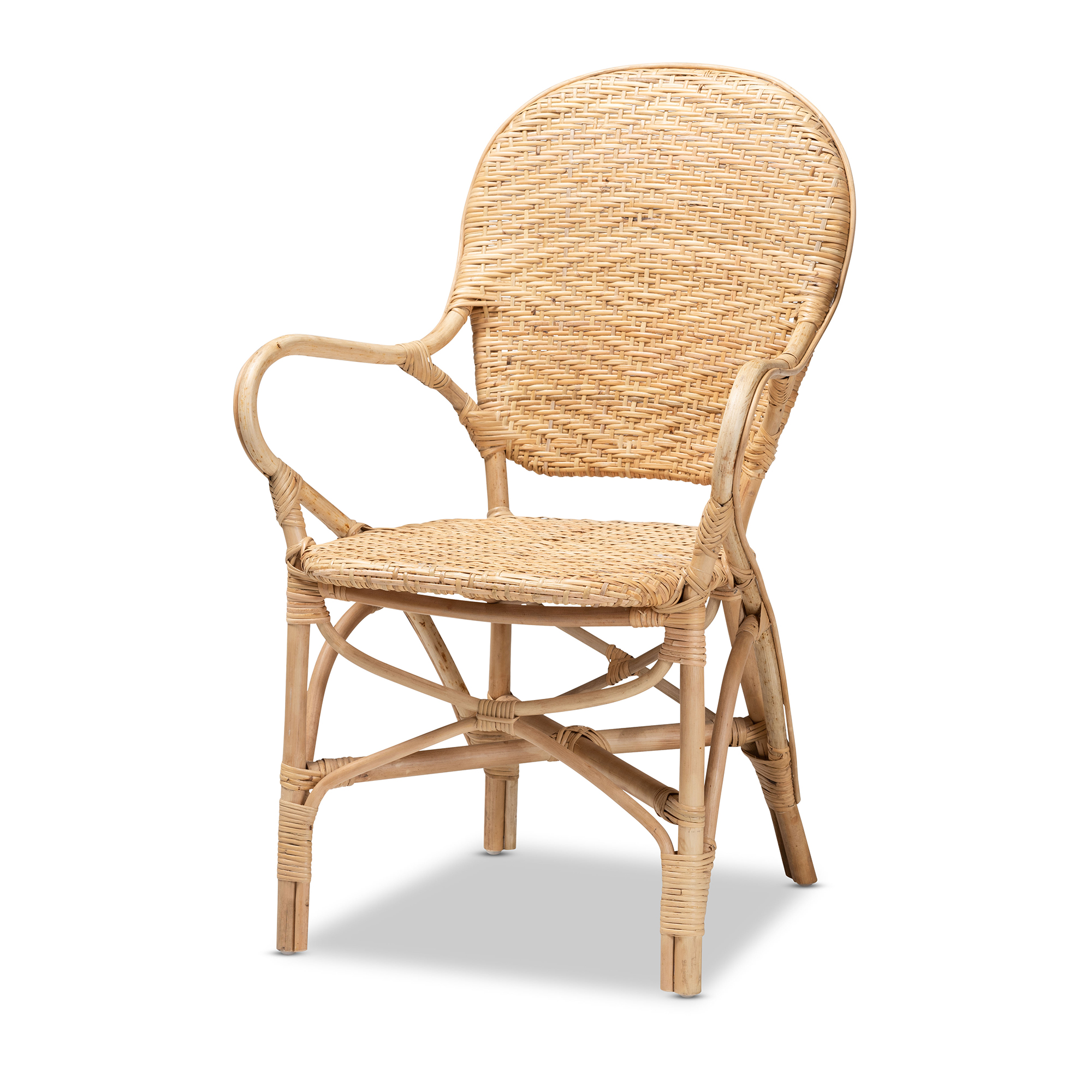 bali & pari Genna Modern Bohemian Natural Brown Finished Rattan Dining Chair Affordable modern furniture in Chicago, classic dining room furniture, modern dining chairs, cheap dining chairs