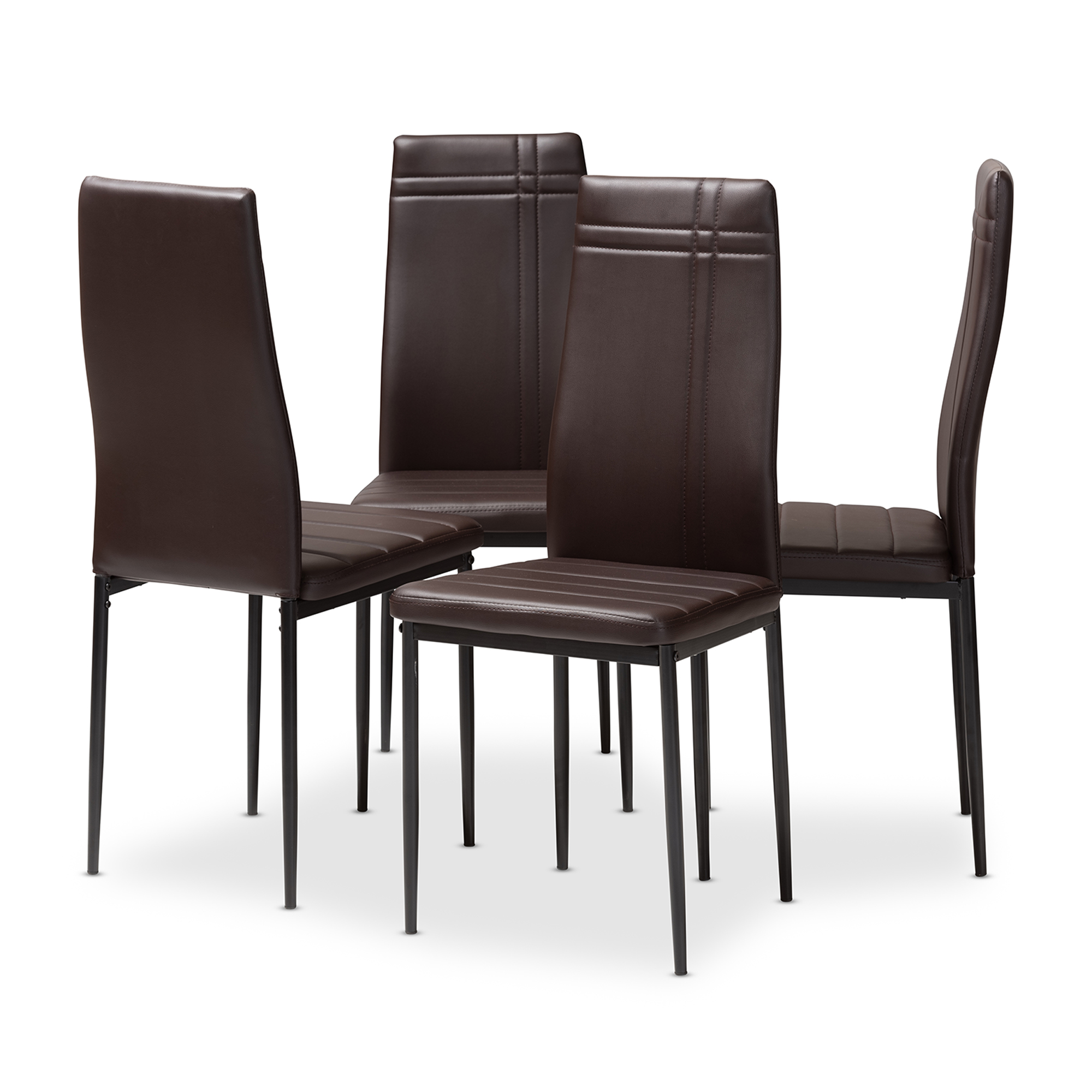 Baxton Studio Matiese Modern and Contemporary Brown Faux Leather Upholstered Dining Chair (Set of 4)