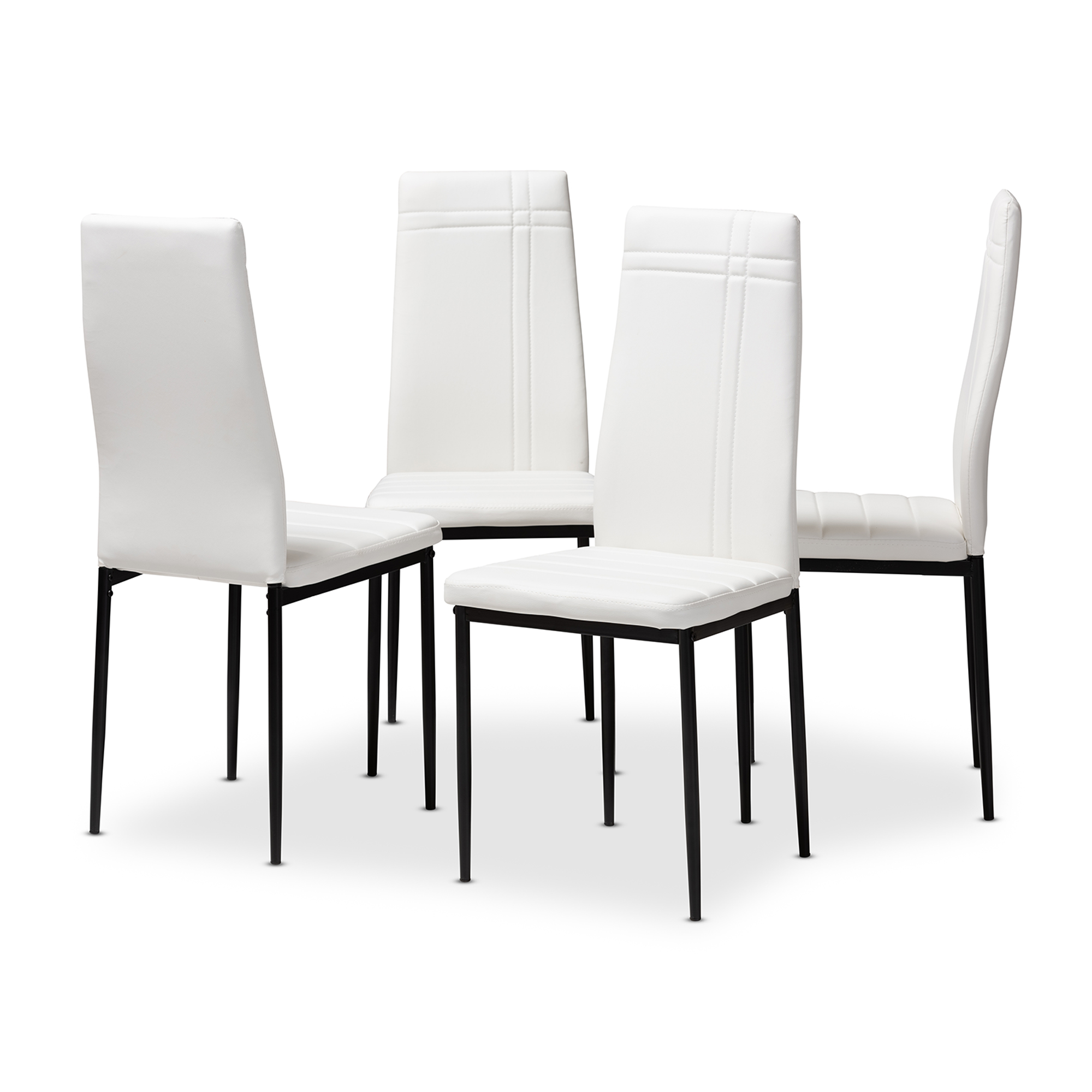 Baxton Studio Matiese Modern and Contemporary White Faux Leather Upholstered Dining Chair (Set of 4)