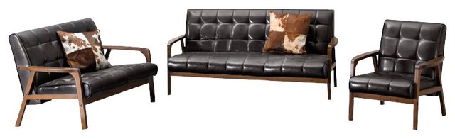 Baxton Studio Mid-Century Masterpieces 3PC Sofa Set-Brown Affordable modern furniture in Chicago, Mid-Century Masterpieces 3PC Sofa Set-Brown, Living Room Furniture Chicago