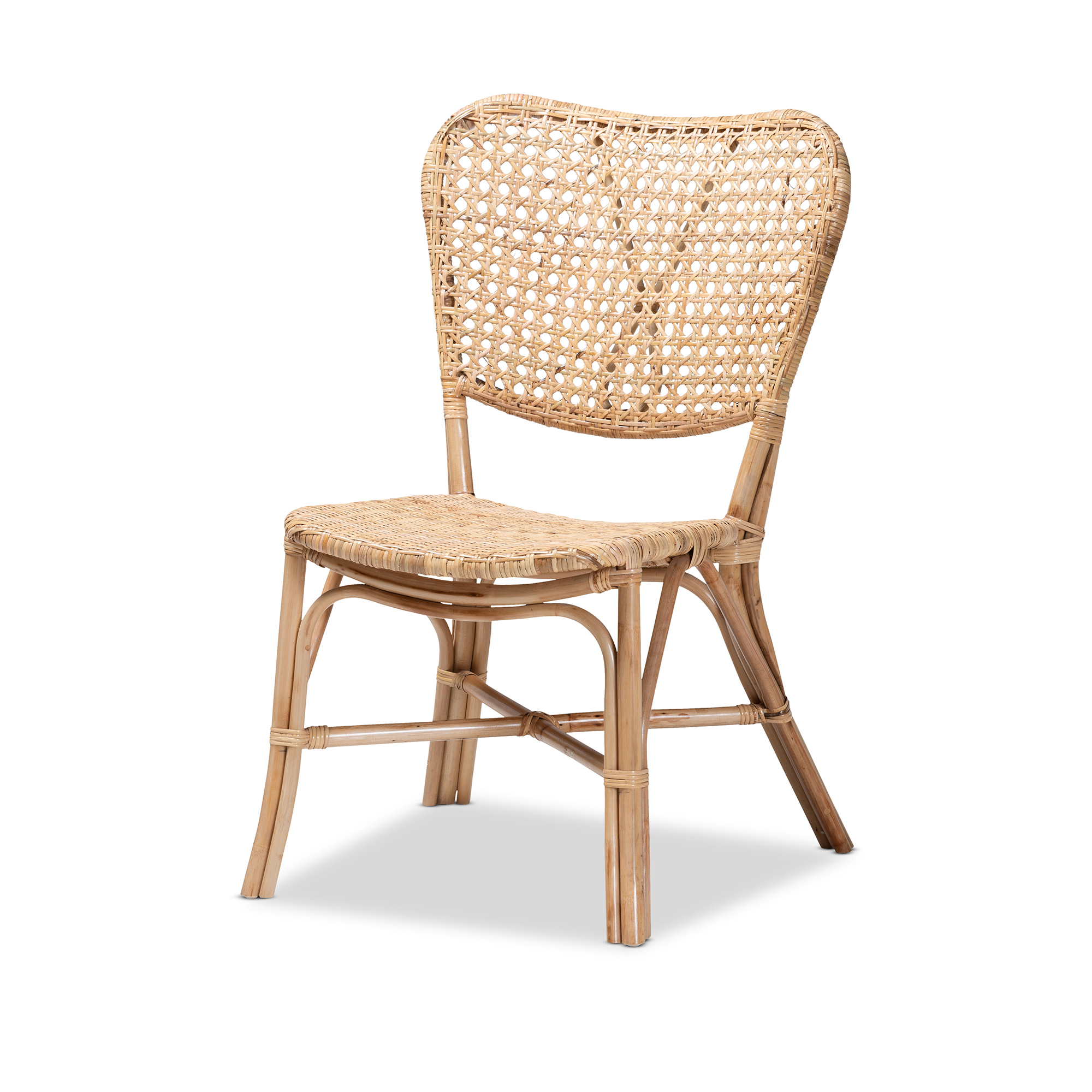 Baxton Studio Nadira Modern Bohemian Natural Brown Finished Rattan Dining Chair Affordable modern furniture in Chicago, classic dining room furniture, modern dining chairs, cheap dining chairs