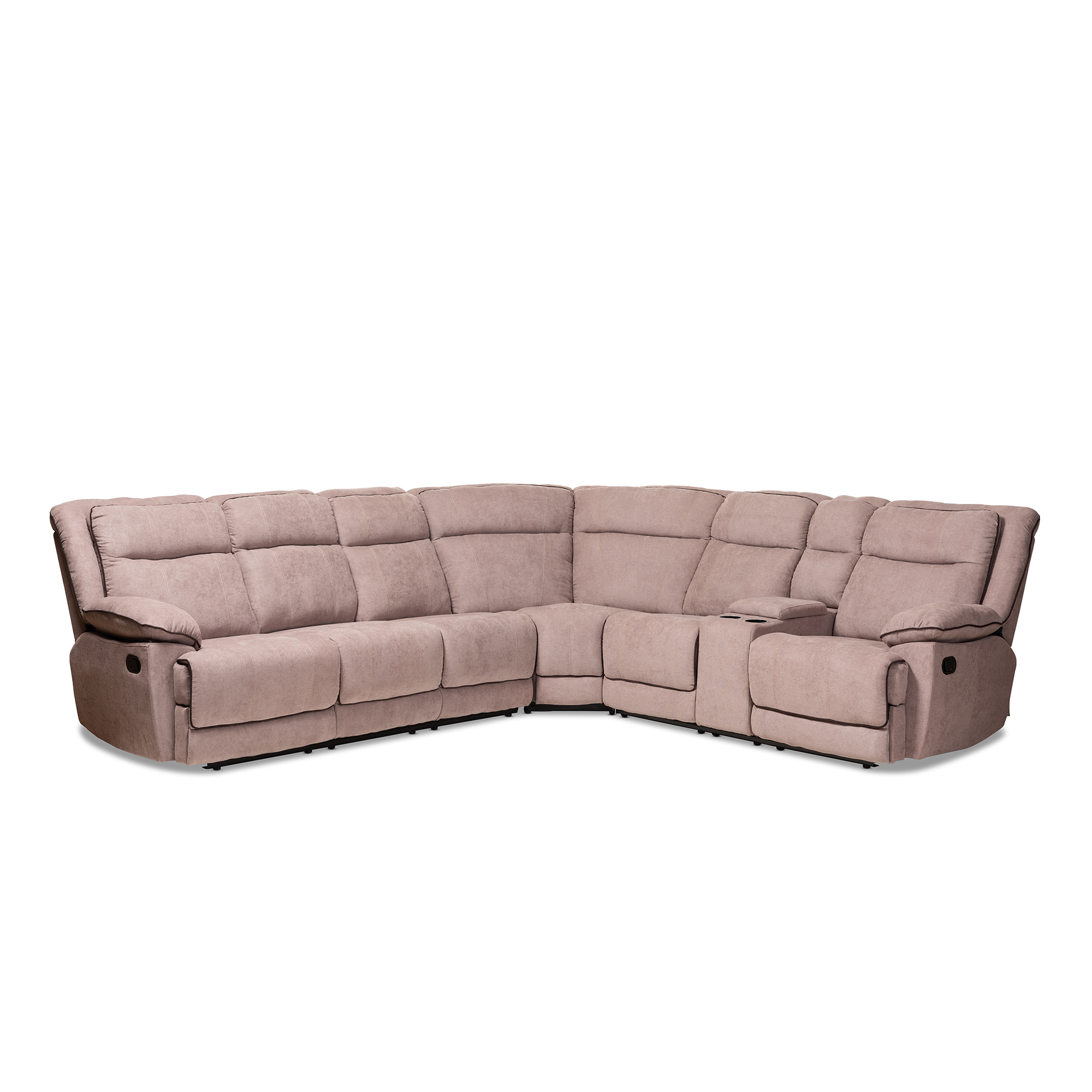 Baxton Studio Sabella Modern and Contemporary Light Brown Fabric 7-Piece Reclining Sectional