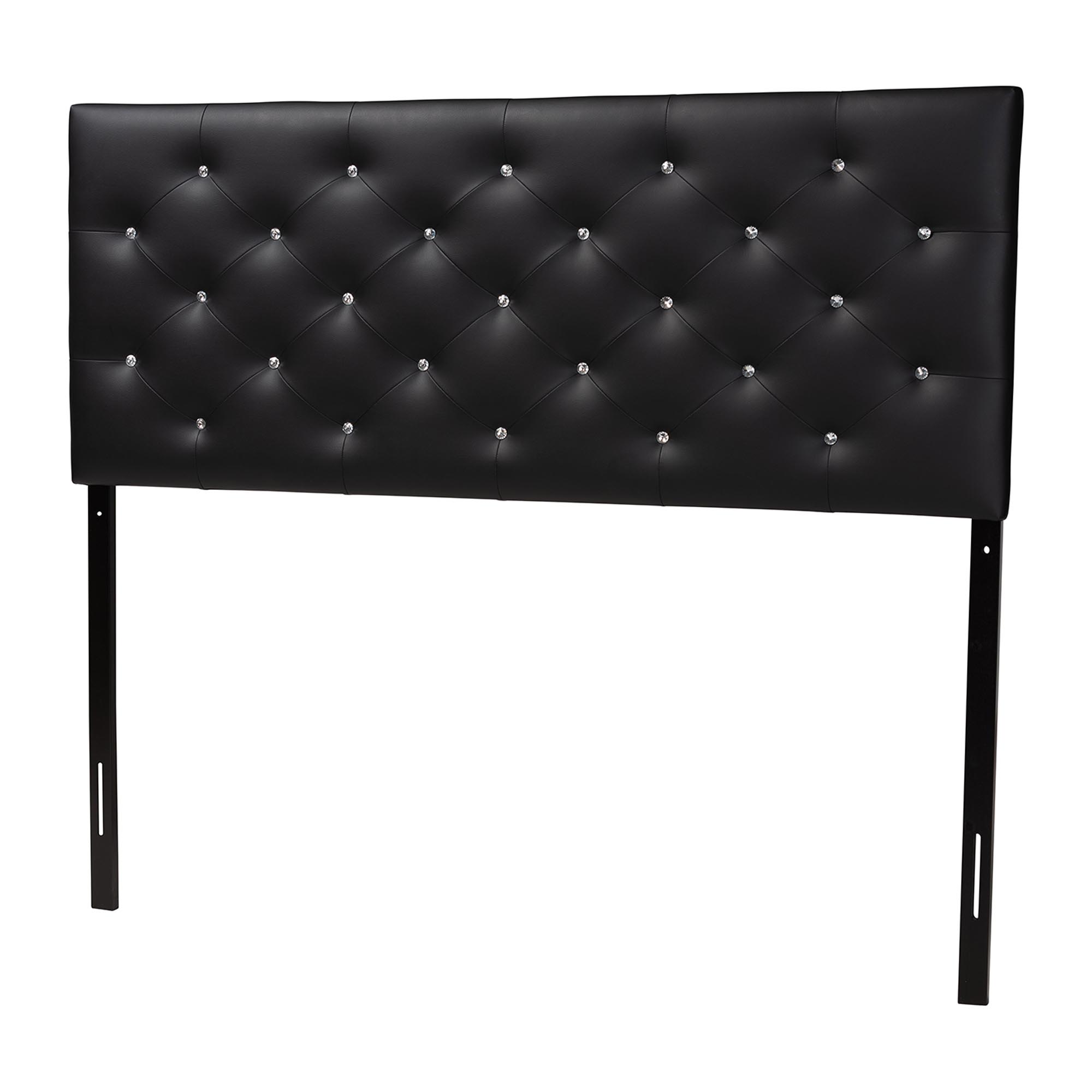 Baxton Studio Viviana Modern and Contemporary Black Faux Leather Upholstered Button-tufted Queen Size Headboard Affordable modern furniture in Chicago, Classic Bedroom Furniture, Modern Headboard, cheap Queen Size Headboard
