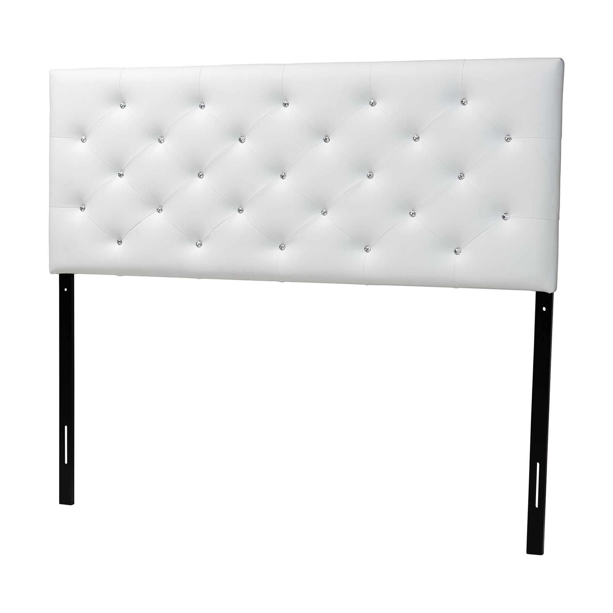 Baxton Studio Viviana Modern and Contemporary White Faux Leather Upholstered Button-tufted Queen Size Headboard Affordable modern furniture in Chicago, Classic Bedroom Furniture, Modern Headboard, cheap Queen Size Headboard