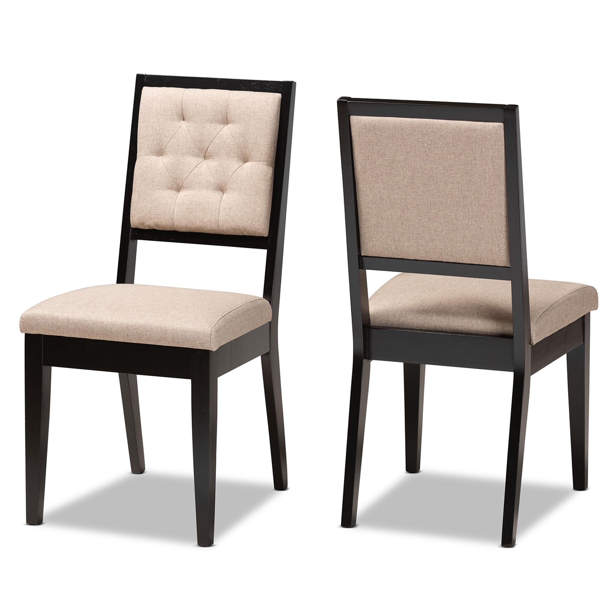 Set of 2 Louane Faux Leather Upholstered and Wood Dining Chairs Beige/Black  - Baxton Studio