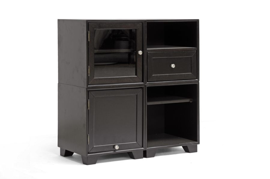 Baxton Studio Alaska Dark Brown Modular Storage Cabinet