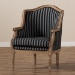 Baxton Studio Charlemagne Traditional French Black and Grey Striped Accent Chair - BSOASS378Mi CG4