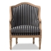 Baxton Studio Charlemagne Traditional French Black and Grey Striped Accent Chair - BSOASS378Mi CG4