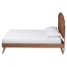 Baxton Studio Aithan Mid-Century Walnut Brown Wood and Rattan Queen Size Platform Bed - BSOMG9773-1/9704-Queen