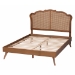 Baxton Studio Aithan Mid-Century Walnut Brown Wood and Rattan Queen Size Platform Bed - BSOMG9773-1/9704-Queen