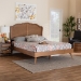 Baxton Studio Aithan Mid-Century Walnut Brown Wood and Rattan Queen Size Platform Bed - BSOMG9773-1/9704-Queen