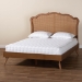 Baxton Studio Aithan Mid-Century Walnut Brown Wood and Rattan Queen Size Platform Bed - BSOMG9773-1/9704-Queen