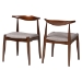 Baxton Studio Amato Mid-Century Modern Light Gray Fabric Upholstered Walnut Finished Wood Dining Chair Set of 2 - BSOAeron-Light Grey/Walnut-DC