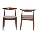 Baxton Studio Amato Mid-Century Modern Light Gray Fabric Upholstered Walnut Finished Wood Dining Chair Set of 2 - BSOAeron-Light Grey/Walnut-DC