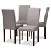 Baxton Studio Andrew Contemporary Espresso Wood Grey Fabric Dining Chairs (Set of 4)