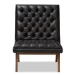 Baxton Studio Annetha Mid-Century Modern Black Faux Leather Upholstered Walnut Finished Wood Lounge Chair - BSOBBT5272-Pine Black-CC