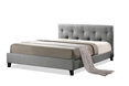 Baxton Studio Annette Gray Linen Modern Bed with Upholstered Headboard - Full Size affordable modern furniture in Chicago, Annette Gray Linen Modern Bed with Upholstered Headboard - Full Size,Bar Furniture Chicago