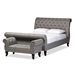 Baxton Studio Arran King Grey Linen Platform Bed With Bench - BSOBBT6317-King-Grey-DE800&BBT5156-Grey-Bench