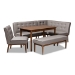 Baxton Studio Arvid Mid-Century Modern Gray Fabric Upholstered 5-Piece Wood Dining Nook Set - BSOBBT8051-Grey/Walnut-5PC Dining Nook Set