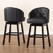 Baxton Studio Avril Modern and Contemporary Black Faux Leather Tufted Swivel Barstool with Nail heads Trim - BSOBBT5210A1-BS-Black