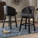 Baxton Studio Avril Modern and Contemporary Brown Faux Leather Tufted Swivel Barstool with Nail heads Trim - BSOBBT5210A1-BS-Brown
