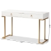 Baxton Studio Beagan Modern and Contemporary White Finished Wood and Gold Metal 2-Drawer Console Table - BSOJY20B168-White/Gold