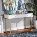 Baxton Studio Beagan Modern and Contemporary White Finished Wood and Gold Metal 2-Drawer Console Table - BSOJY20B168-White/Gold