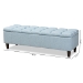 Baxton Studio Brette Mid-Century Modern Light Blue Fabric Upholstered Dark Brown Finished Wood Storage Bench Ottoman - BSOBBT3162-Light Blue-Otto